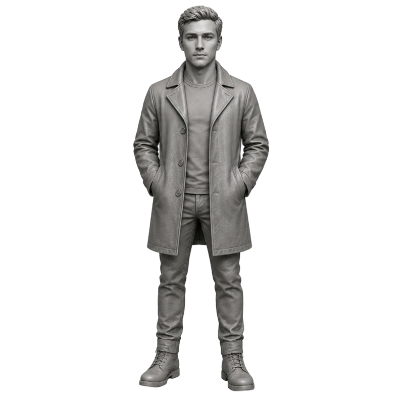 Hommes En Manteau En Cuir